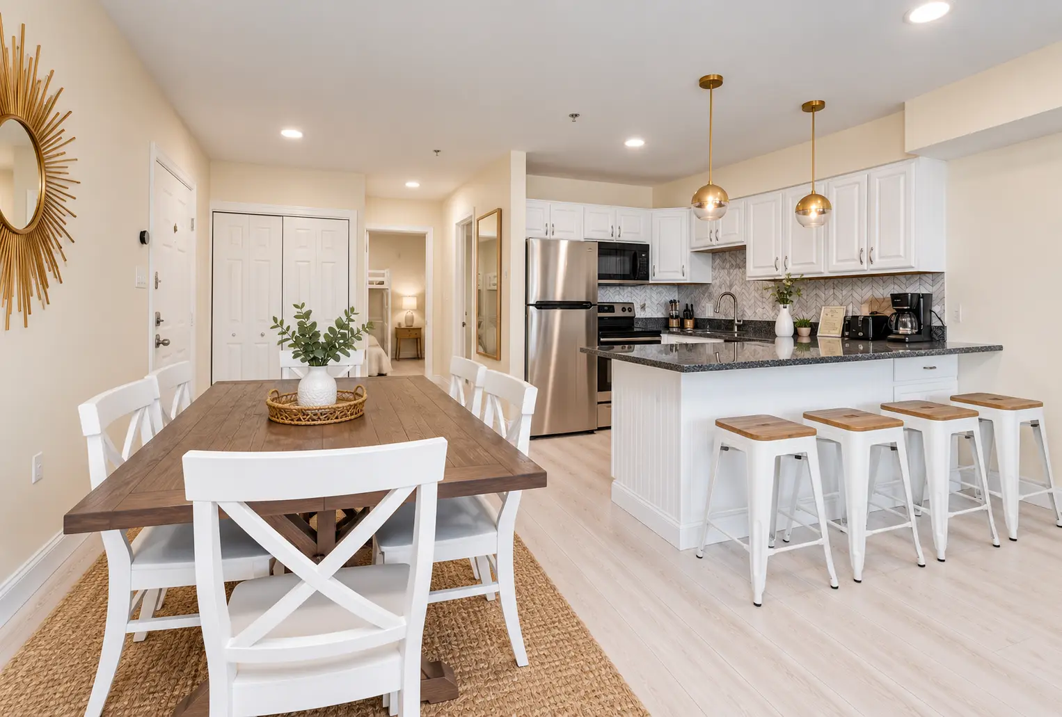 Updated coastal dining area and kitchen